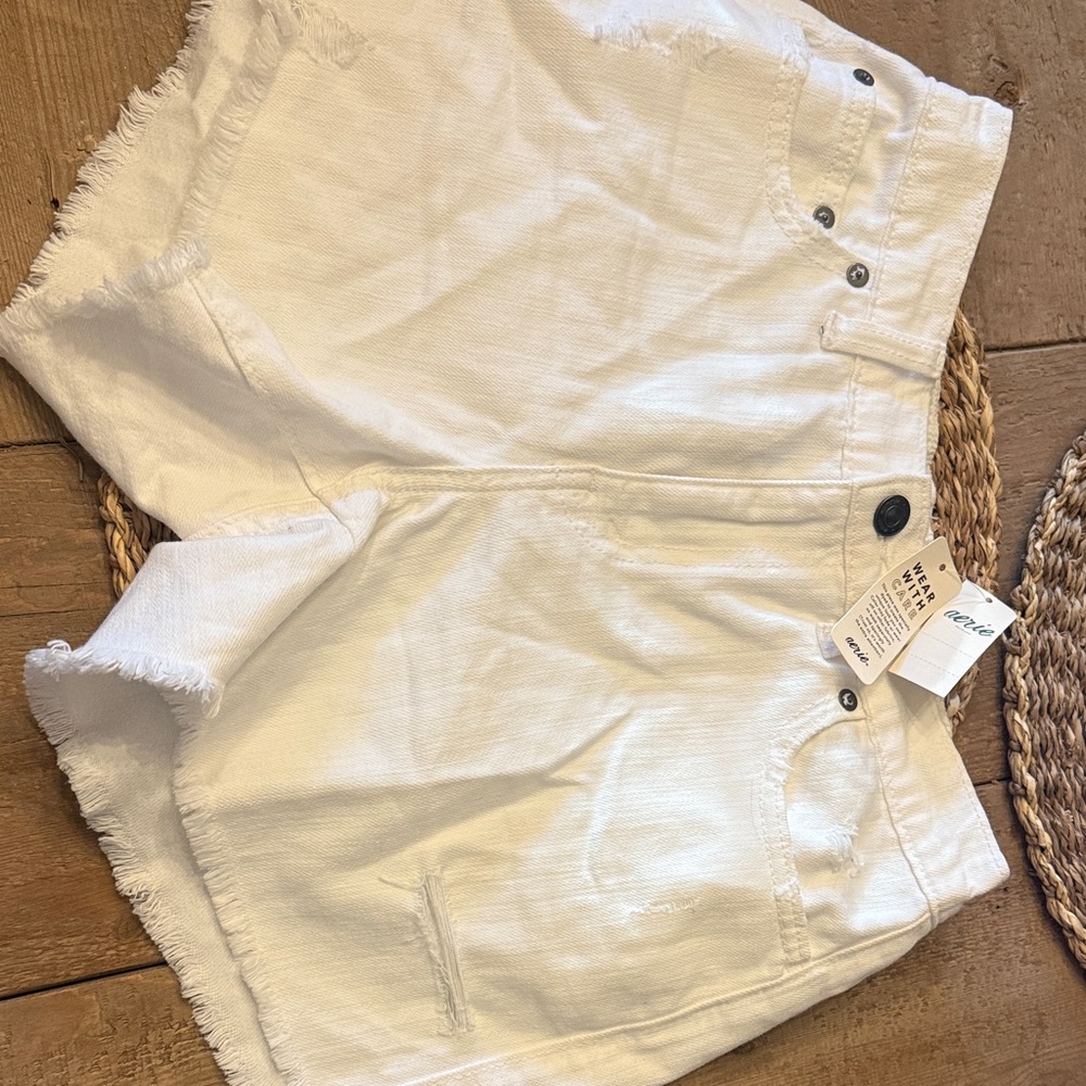 Aerie White Jean Shorts
